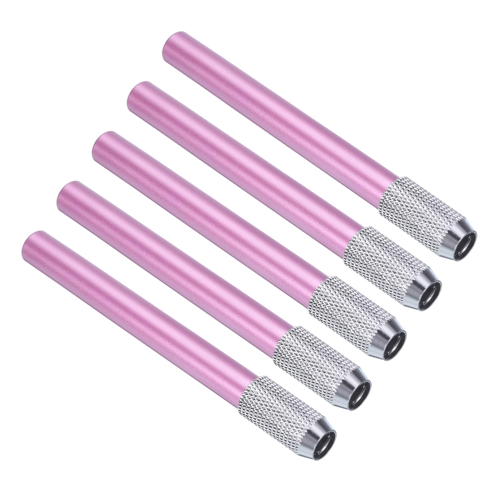 PATIKIL Pencil Extenders, 5Pcs Art Adjustable Metal Pencil Holder Lengthener Pen Sleeve for Short Pencil Crayon Colored Pencils Writing Desk Office, Pink