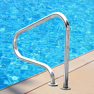 YERT 3-Bend Pool Hand Rail, Stainless Steel Safety Grab Ladder, Silver
