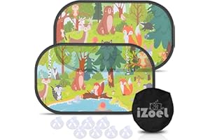 MOVINPE Car Sun Shade for Baby Kids 2 Pack Static Cling Side Window Car 80GSM Rear Sunshades Universal with 8 Suction Cups an