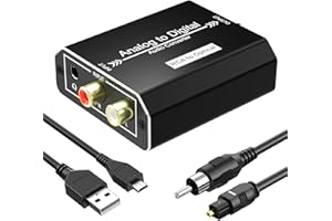 Analog to Digital Audio Converter, RCA L/R & 3.5mm Jack AUX to Coaxial/Optical Toslink SPDIF Audio Adapter, 48kHz/24bit PCM L