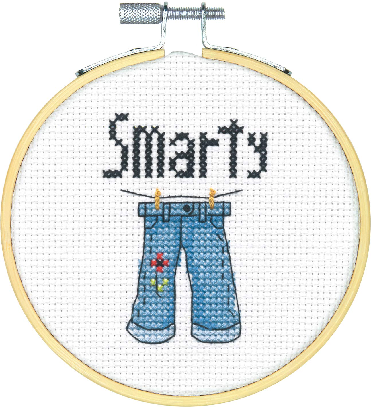DIMENSIONS 72-74835 Counted Cross Stitch Kit with Hoop: Smarty Pants, 10cm