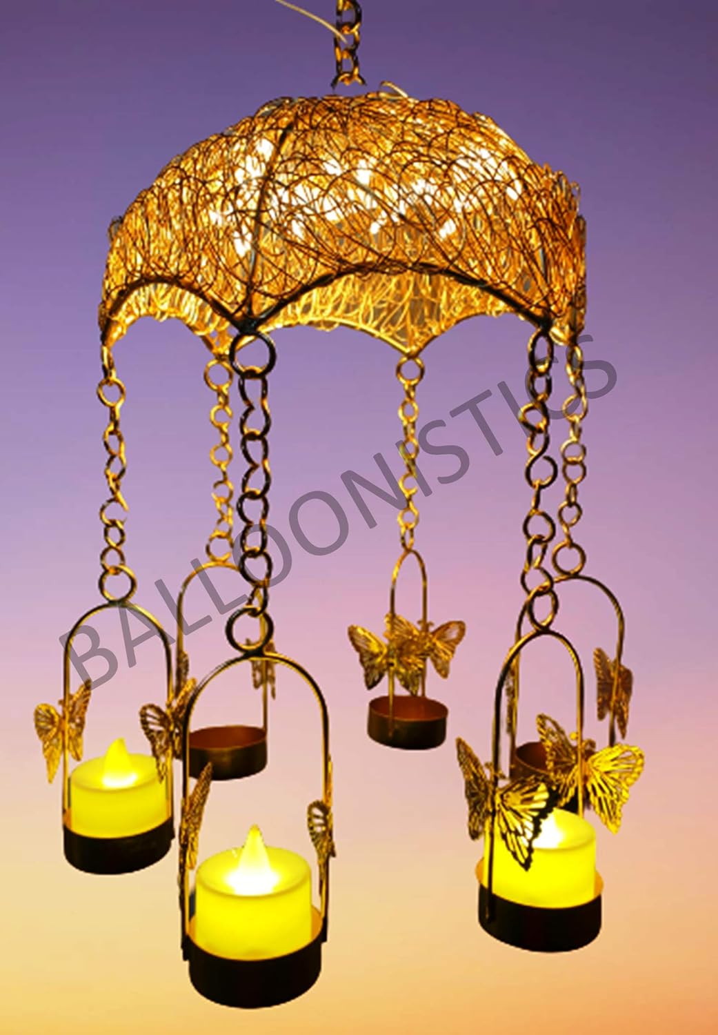 Buy Balloonistics Mesh Umbrella 6 Tealight Candle Holder with Led Lights Diwali Lamp Holder