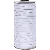 TOPERIN Elastic Bands for Sewing 1/4 Inch 100 Yards Flat Elastic Cord Stretch String Rope White