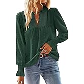 Falechay Boho Tops for Women V Neck Blouses Flowy Swiss Dot Dressy Casual Lace Womens Long Sleeve Shirts Trendy 2026