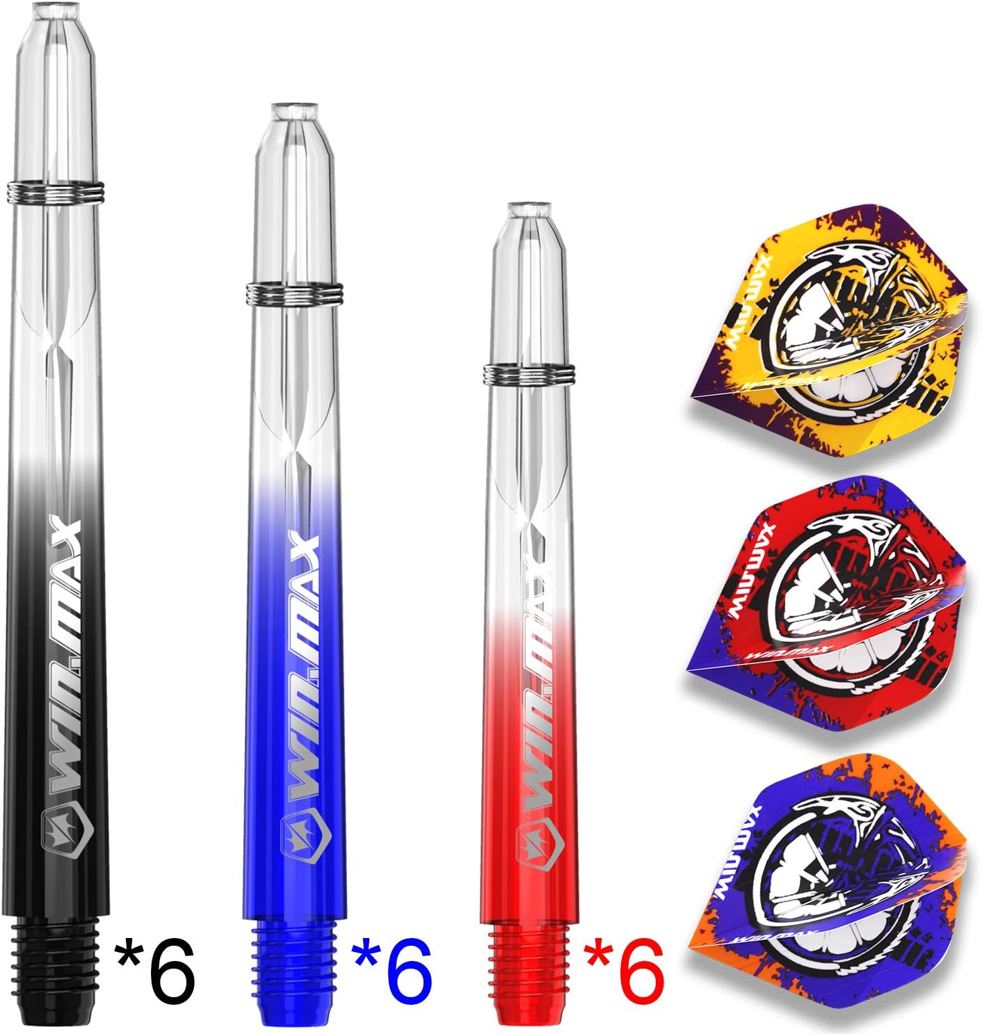 WIN.MAX Dart Schaft,Dartpfeil-Schäfte,18 Dart Schäfte und 9 Dart Flights