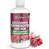 Bio Naturals Liquid Glucosamine Chondroitin MSM Pharmaceutical Grade Supplement with Hyaluronic Acid &ndash; Maximum Strength Joint Support - 32 fl oz