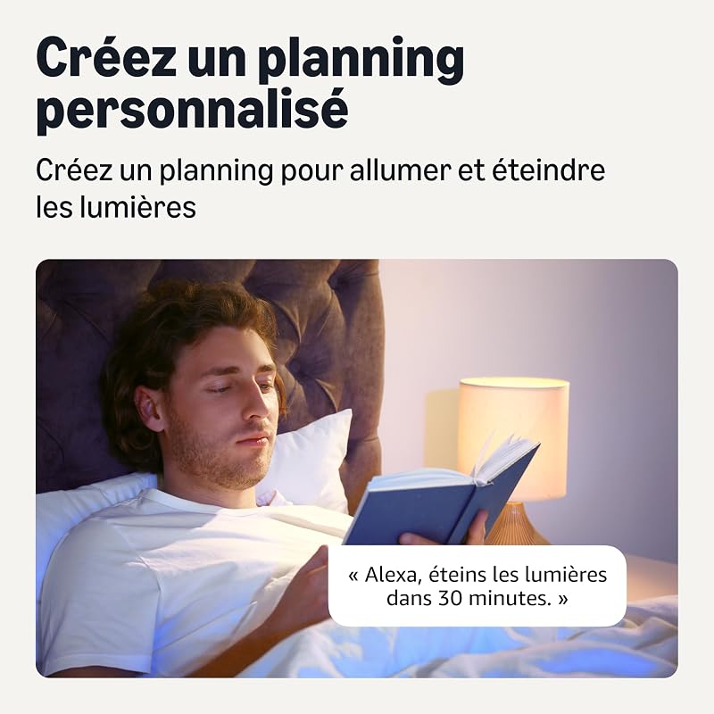 Lot de 2 ampoules intelligentes E14, Wi-Fi 2,4 GHz, pas de concentrateur nécessaire, fonctionne avec Alexa uniquement, changement de couleur, lot de 2 — photo 4 sur 8