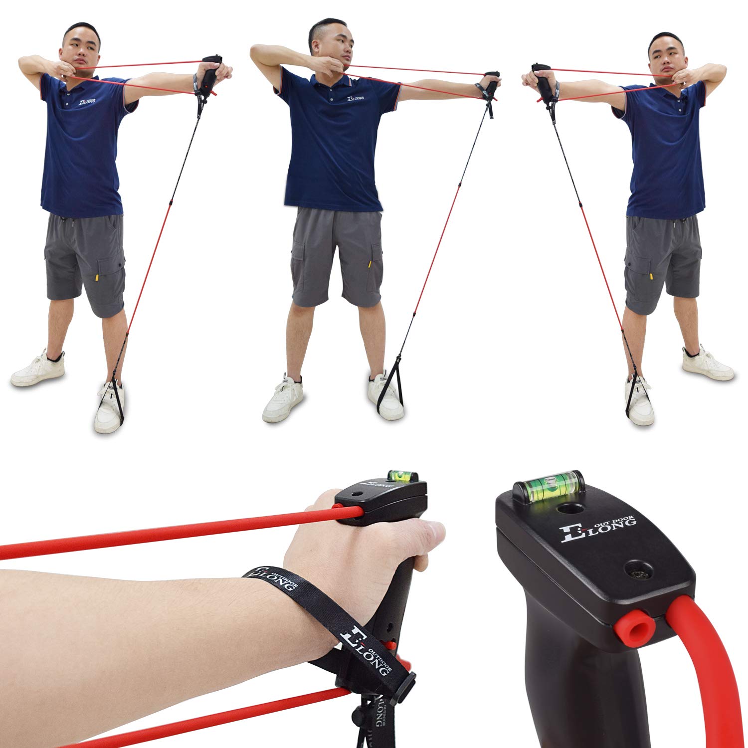 Archery Bow Trainer Draw Training Aid Device Strength Stretch Band Exerciser for Recurve Compound Bow Shooting Youth Adults Beginner Portable Riser Handle