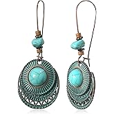 GPASTG Handmade Bohemian Vintage Alloy Geometry Flower Teardrop Leaf Dangle Drop Leverback Earrings For Women