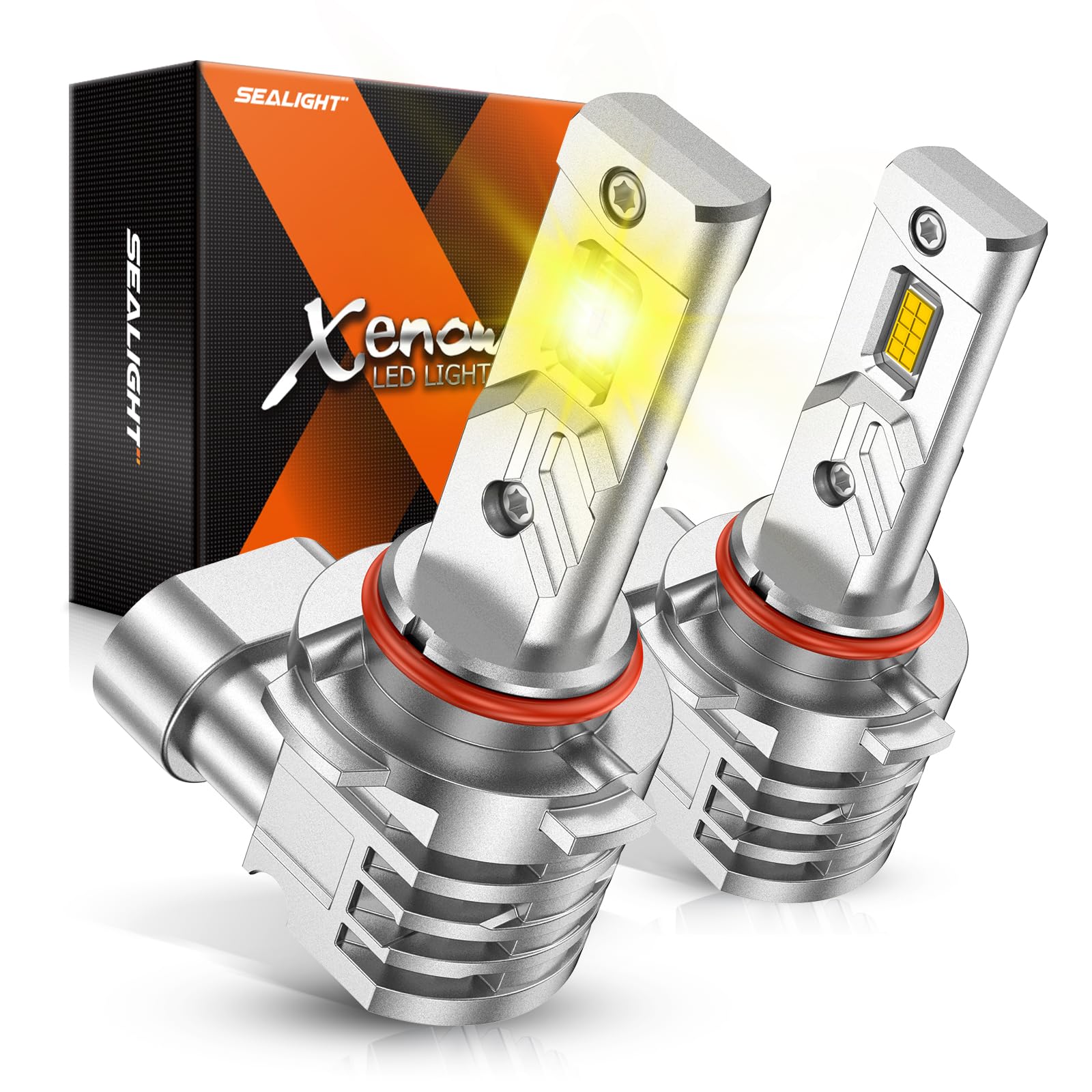 SEALIGHT H10 LED Fog Light Bulbs, 16000LM 3500K Amber Yellow Light 1000% Brightness, H10 9140 9145 Fog Lights LED Yellow, Strong Penetration, Plug and Play Image