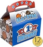 Set of 12 - Boy First Birthday - Boy 1st Birthday - All Star Sports Treat Box - All Star Sports Party Supplies - Bulk Pack