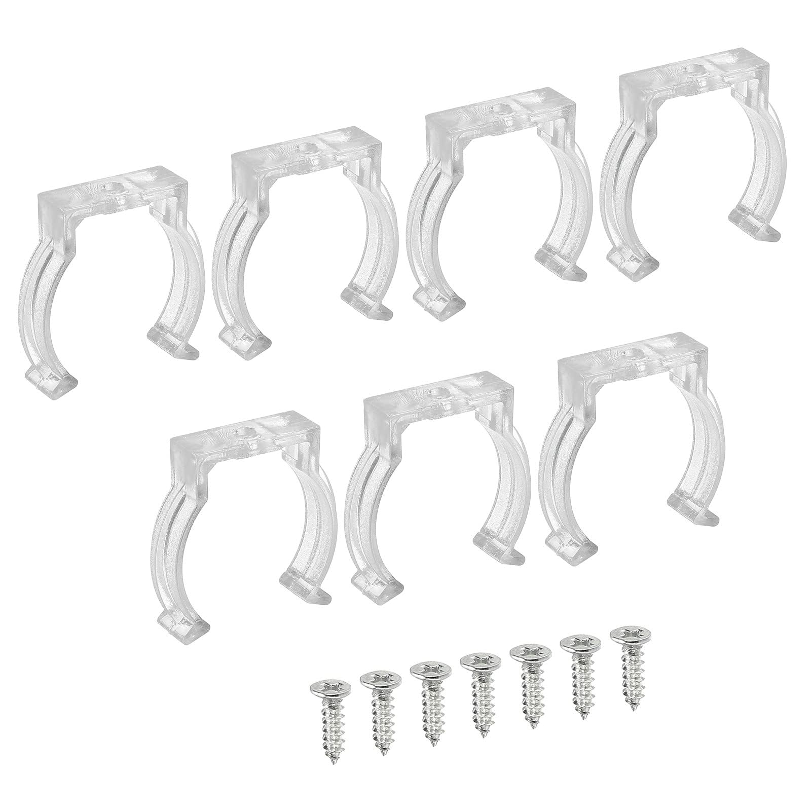 TOP-VIGOR 10Pcs T12 U Clips Holder Bracket Fluorescent Tube Light Fixture Plastic Pipe Clamps with Screws for LED Bulbs Ceiling Lamp to Prevent Sagging, Clear