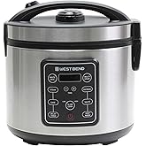 West Bend 20 Cup Multi-Function Rice Cooker, Stainless Steel