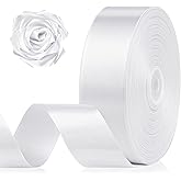1-1/2 Inch 100 Yards White Satin Ribbon, Solid Fabric Ribbon Roll for Flower Bouquet, Gift Wrapping, Roses Making, Handmade Crafts