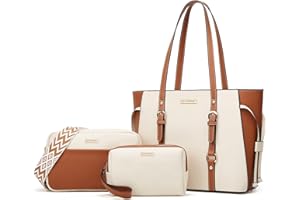 LOVEMATCH Women Fashion Synthetic Leather Handbags Tote Bag Shoulder Bag Top Handle Satchel Purse Set 4pcs