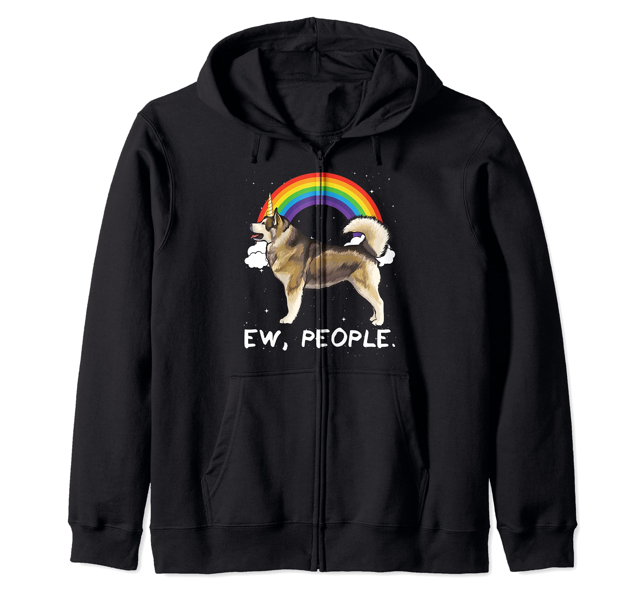 Rainbow Alaskan Malamute Ew People Unicorn Dog Zip Hoodie
