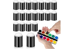 Jeffdad 20 Pieces Finger Sponge Daubers, Black Plastic Handle Finger Sponge Round Painting Multifunctional Daubers for Painting Art Printing Colours DIY Templates Painting
