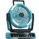 Rechargeable Camping Fan - 30000mAh Battery Powered Portable Fan with LED Lantern - 360°Rotation & 9 Speeds Battery Operated Outdoor Beach Tent Fans for Camping, Hiking, Travel, Home Office, Blue