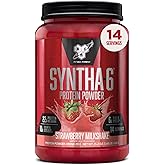 BSN SYNTHA-6 Premium Protein Powder with 6g of Fiber, Whey Isolate, Micellar Casein, Milk Protein Isolate, 6g of Fat, Strawberry Milkshake, 14 Servings, 1.45 Pound (Packaging May Vary)