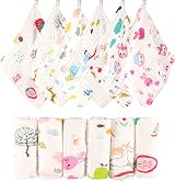Lanjue 6 Pack Baby Washcloths Muslin 12x12 Inch 6-Layer Cotton Pink Girls view 1