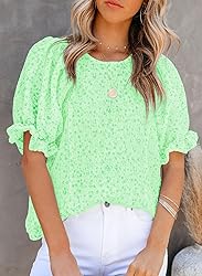 Dokotoo 2025 Summer Tops for Women Crew Neck