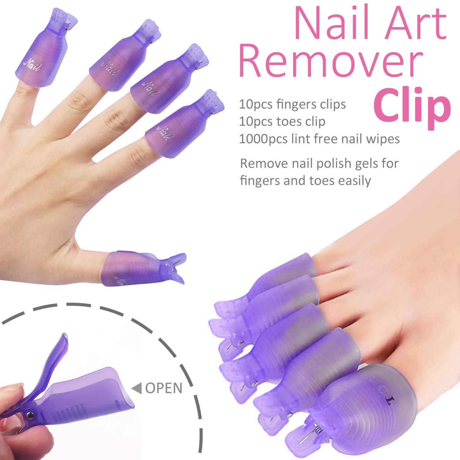 Gel Nail Polish Remover Tool - 600pcs Lint Free Nail Wipes 20pcs Nail Polish Remover Clips Cuticle Pusher Nail Brushes Nail File Nail Buffer BTArtbox Gel Polish Remover Tools Kit : Beauty