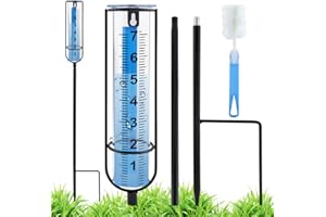 HKZTUY 7 Inch Rain Gauge, Freeze Proof Rain Gauge Outdoor with Stake, Plastic Rain Gauge Outdoor, Large Clear Numbers and Adjustable Height Rain Meter, Water Gauge for Rain