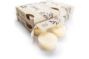 SHORTIE'S CANDLE COMPANY Vanilla Bean Premium Tealight Candles Bulk Pack - 24 Beige Highly Scented Tea Lights - Beautiful Candlelight - Made in The USA - Bakery & Food Collection