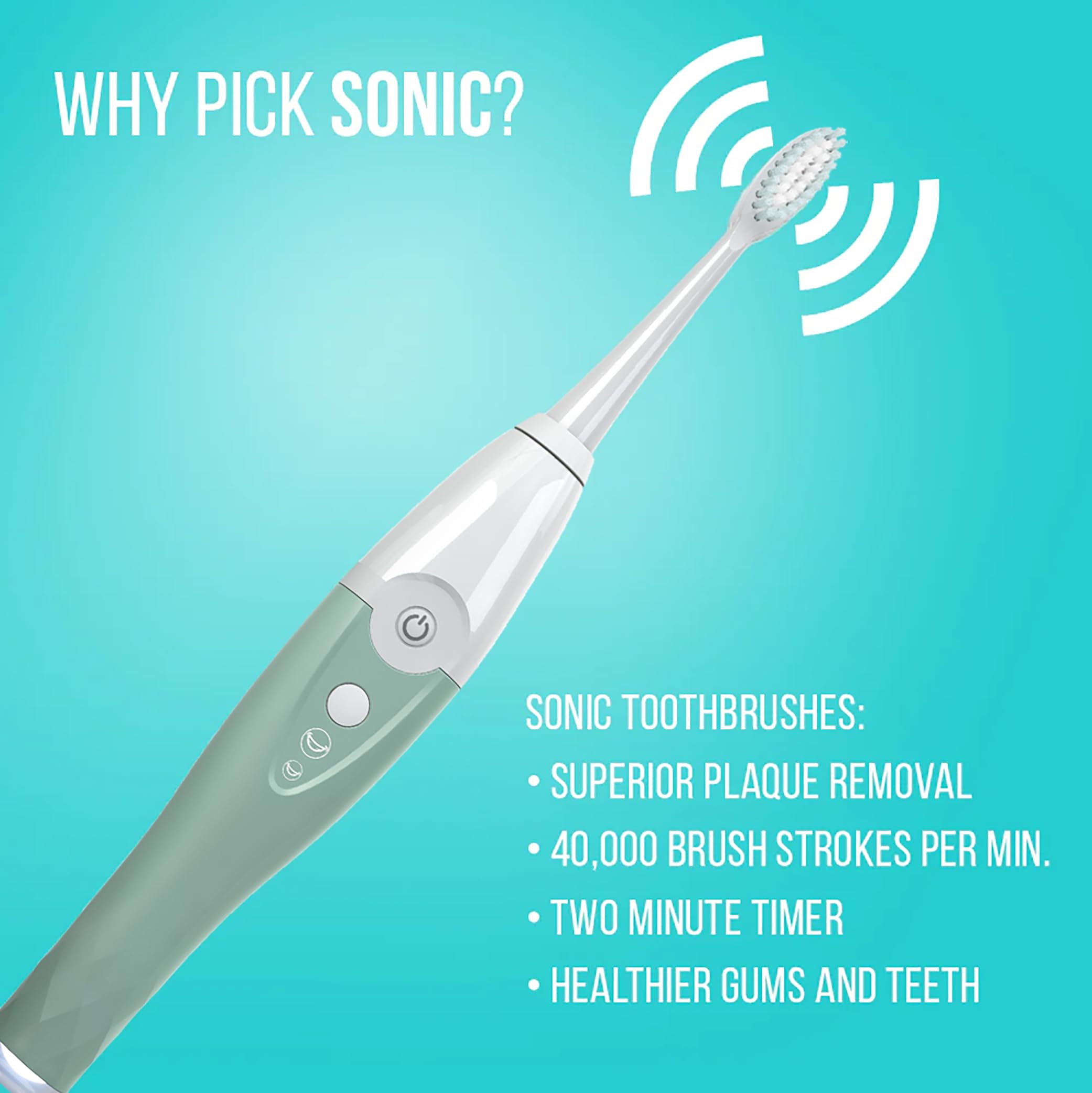 TAO Clean UV Sanitizing Sonic Toothbrush and Cleaning Station, Electric Toothbrush, Dual Speed Setting, Seaglass Green