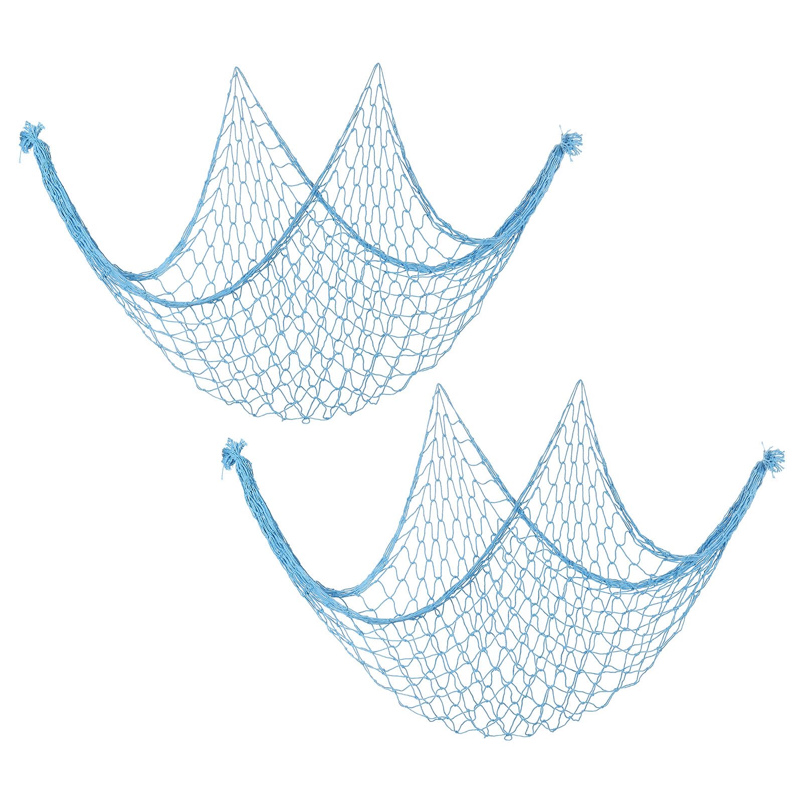 PATIKIL Fishing Net Decor, 2 Pack 80" x 40" Mediterranean Style Photographing Decoration Natural Fish Net Party Accessory for Home Bedroom, Light Blue