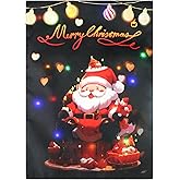 RedFinches Lighted 1218 inch Led Yard Flag - Double Sided Santa Claus Flag for Outside Lawn Decoration