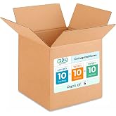 Medium Cube Moving &amp; Shipping Boxes 10 x 10 x 10 inches (5-Pack) - Extra Strength 200 lb vs Regular - Corrugated Cardboard Boxes for Delivery - Shipping Box - Corrugated Box by IDL Packaging
