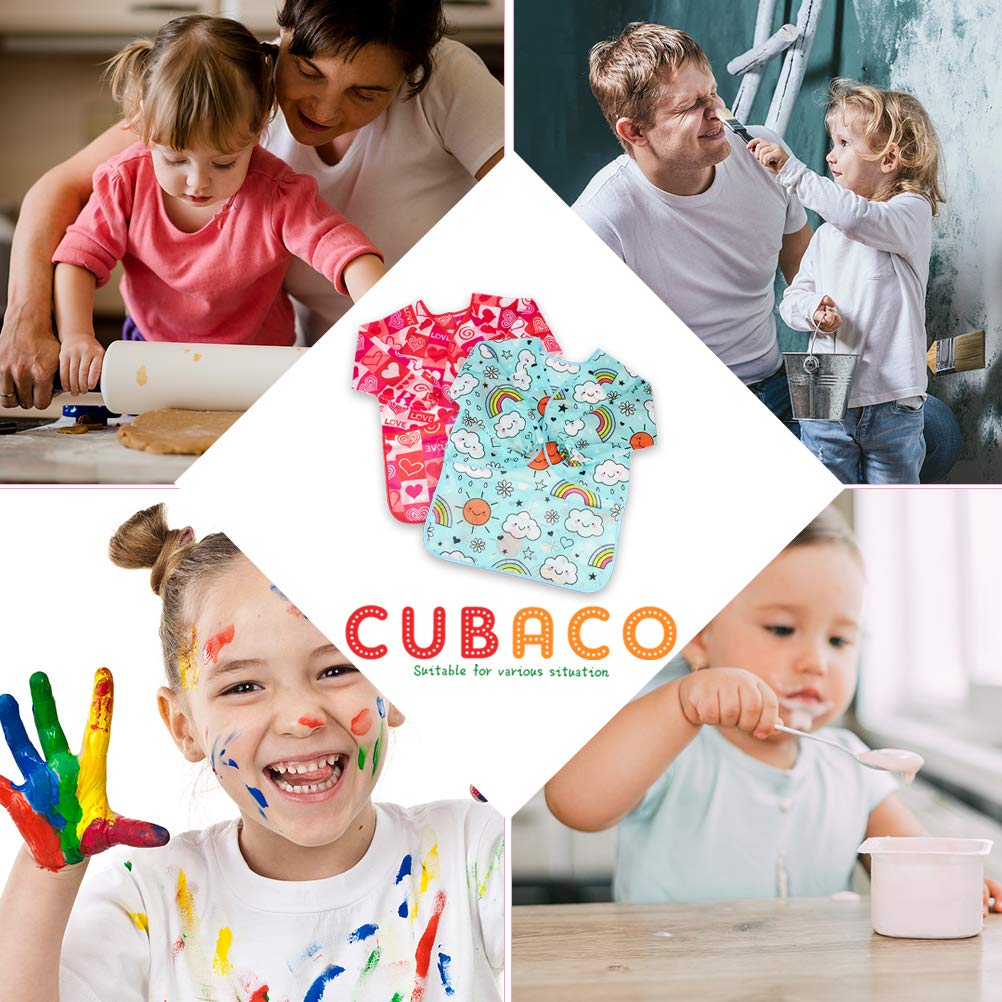 CUBACO Kids Painting Apron, 2pcs Waterproof Art Smocks For Child 3-8 Years, Kids Smocks for Painting Aprons with Long Sleeve