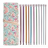 Tunisian Crochet Hooks Set Afghan Crochet Hooks Aluminum Needles Tools for Beginners+ Burable Cloth Case 11-Pack