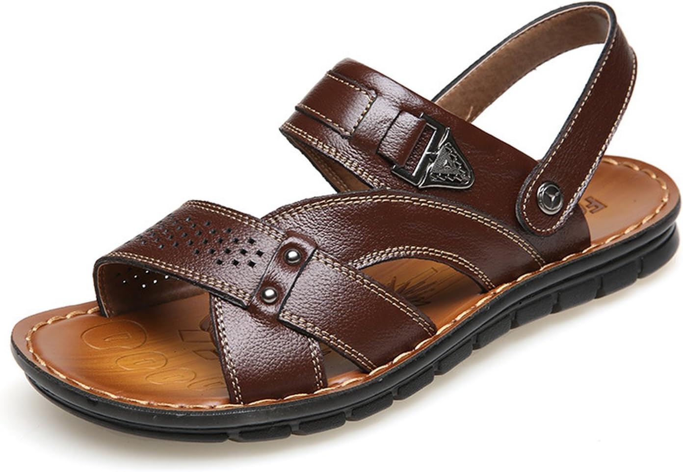 Men's Sandals Sandals Casual Tide New Leather Thick-Soled Non-Slip Slippers Men's Shoes