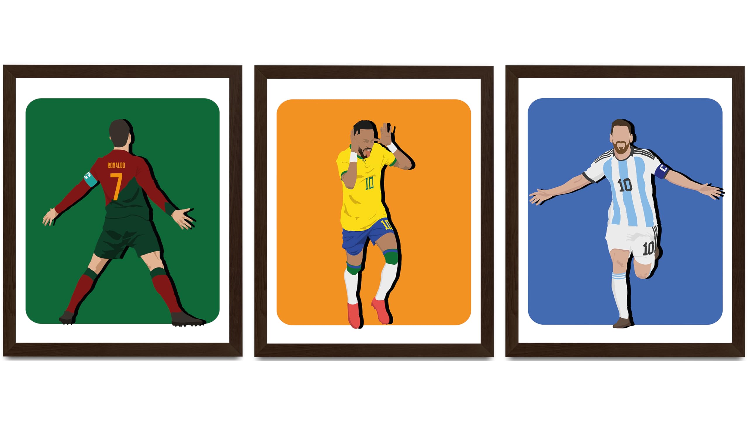 EDUS Watercolor Famous Football Superstar Ronaldo, Messi and Neymar 8X10 Inches Poster Prints, Set of 3 Soccer Posters For Boys Bedroom Wall Art, Sports Posters For Boys Room Decor (UNFRAMED) — image 1