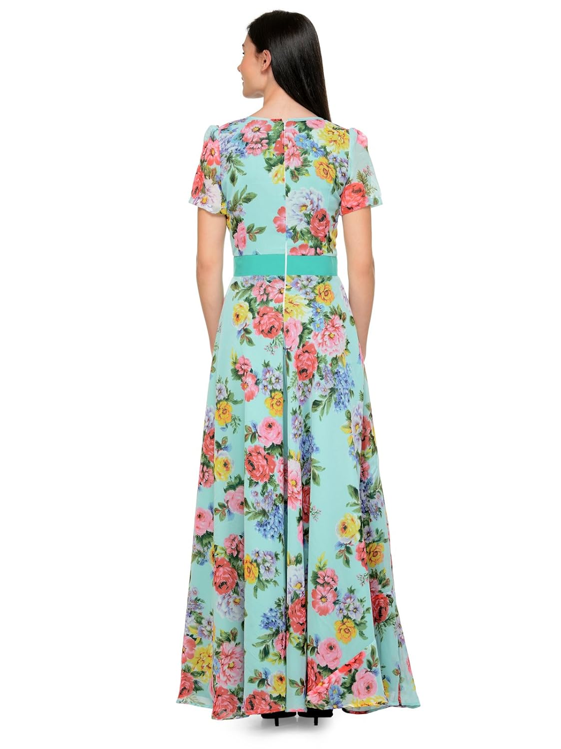 just wow women's poly georgette long gown