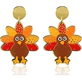 Thanksgiving Fall Earrings Acrylic Turkey Drop Dangle Earrings Handmade Autumn Jewelry for Women