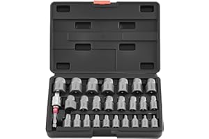 VEVOR Screw Extractor Set, 27 Pieces Hex Head Multi-Spline Easy Out Bolt Extractor Tool, with Adapters, Solid Storage Case, C