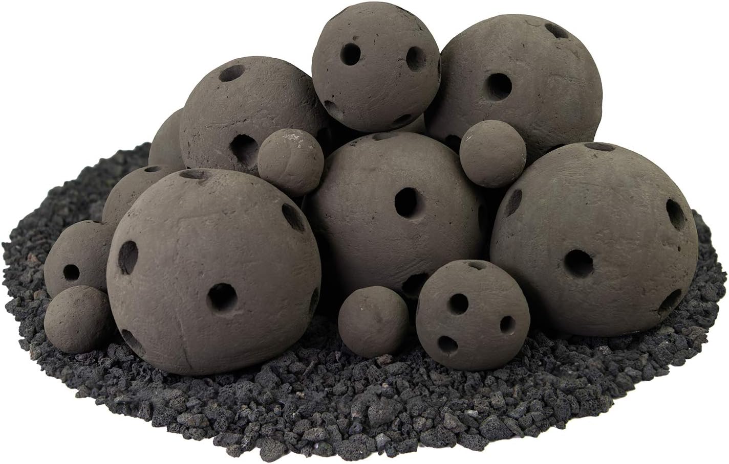 Hollow Ceramic Fire Balls Mixed Set of 23 Modern