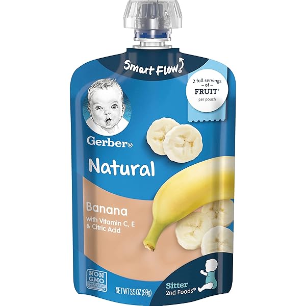 GERBER PUREES 2ND FOODS BANANA BABY FOOD POUCHES,...
