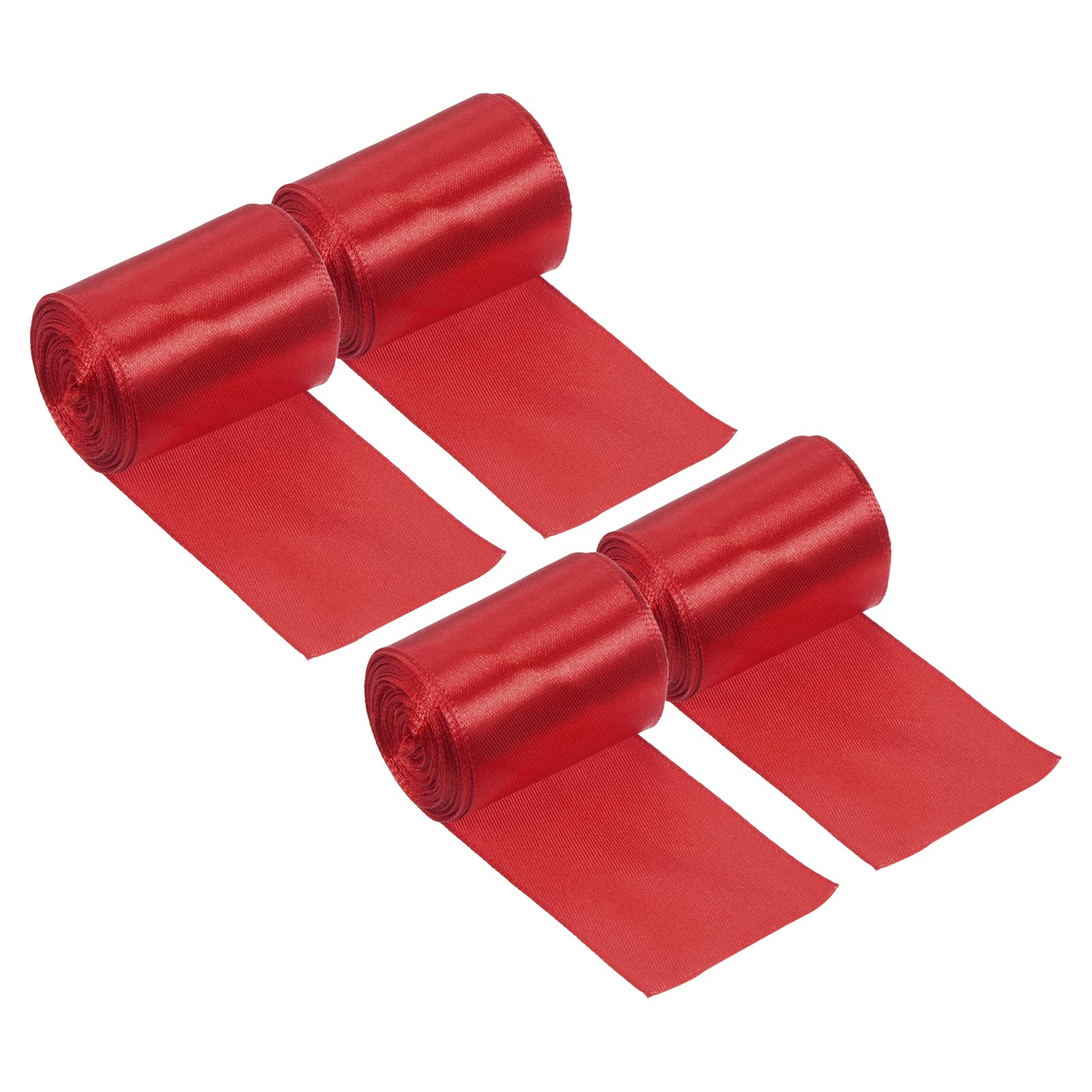 PATIKIL Finish Line Satin Ribbon 5cm 8m/26ft, 4 Pack Polyester Fabric Tape for Outdoor Athletics Sprint Running Race Sport, Red — image 1