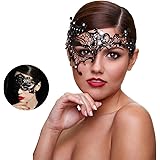 Masquerade Mask Women Shiny Rhinestone Venetian Party Prom Ball Metal Mask (Half Face)