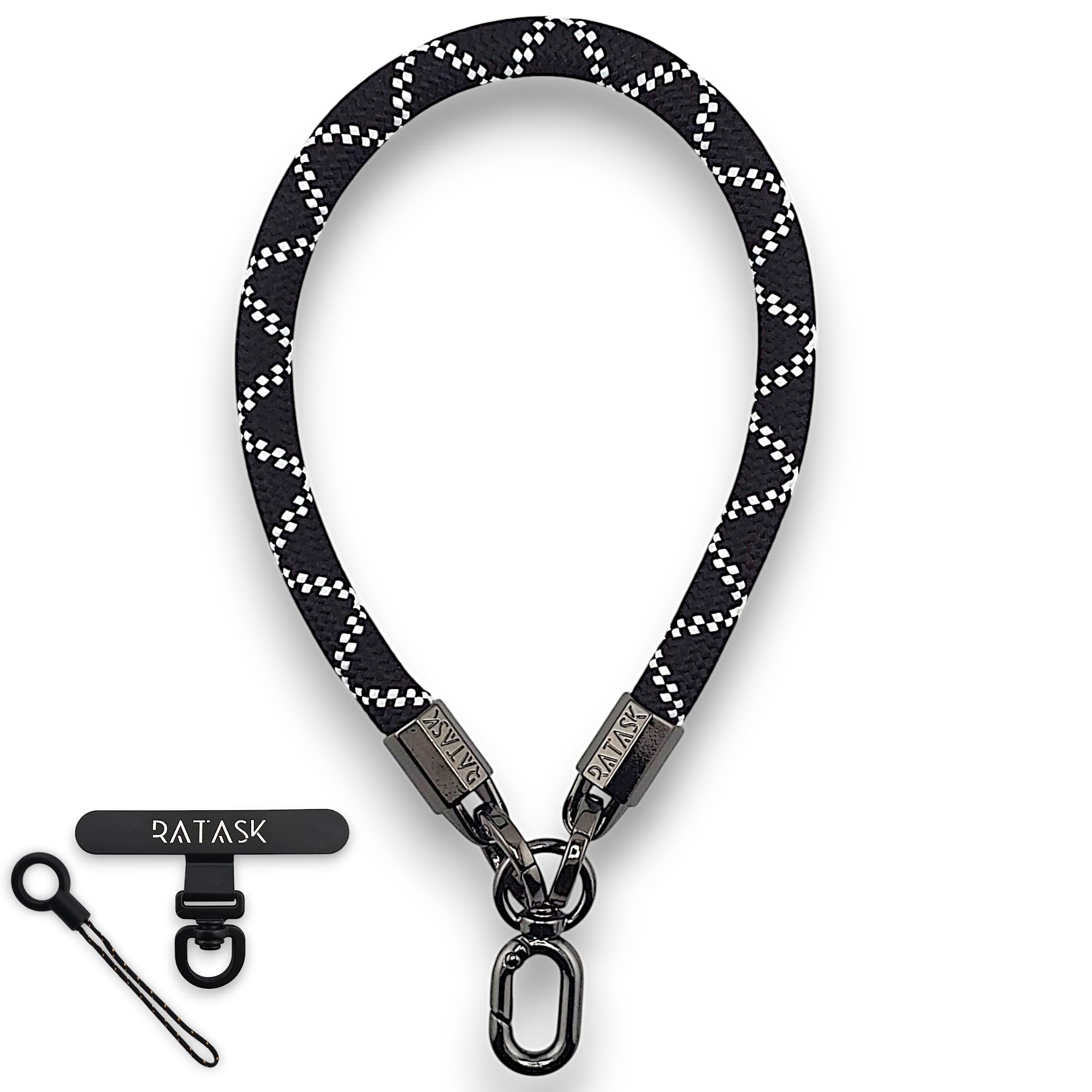 RATASK Wrist Strap Lanyard, Rope Lanyard Wrist Strap for Mobile Phones, Cameras, Keyring, Keychain,Mobile Accessory Pendant (Black & White)