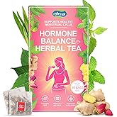 Hormone Balance Herbal Tea for Women – with Peppermint, Lemongrass, Ginger, Rose, Raspberry Leaf & Nettle – Female Hormone Loose Leaf Tea, Caffeine-Free, Sugar-Free 30 Bags