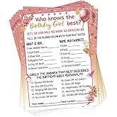 HOMANGA Who Knows The Birthday Girl Best, Would She Rather, Birthday Game Cards for Teens Kids Girls Sleepover Party - 15x20c