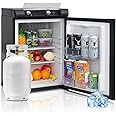 Techomey Propane Refrigerator off Grid 2.1 Cu.Ft, 3 Way Fridge LPG/110V/12V, Quiet Gas Refrigerator for Camper, Semi Truck, RV, Top/Bottom Control, Black
