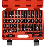 Neiko 02440A 3/8" Drive Impact Socket Set, 44 Piece Deep and Shallow Assortment | Standard SAE and Metric Sizes (5/16-Inch to 3/4-Inch and 8-19 mm) | Cr-V Steel