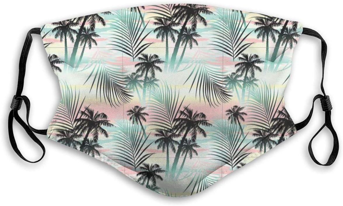 Fashion Comfortable Windproof mask,Summer Season Palm Trees And Exotic Fern Leaves With Abstract Colorful Background,Printed Facial decorations for Unisex M