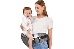 YJOEKAP Baby Hip Carrier,Ergonomic,Baby Carrier with Hip Seat,Adjustable Waistband with Multiple Pockets,Infant Carrier for Newborns & Toddlers(Gray)